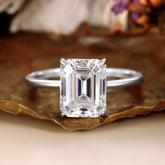 CALLISTA Minimalist Emerald Cut Moissanite Promise Ring Solitaire Engagement Ring